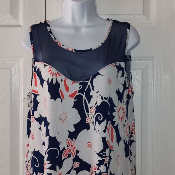 SJS  floral sleeveless top blouse  Sz XL - Picture 3 of 5